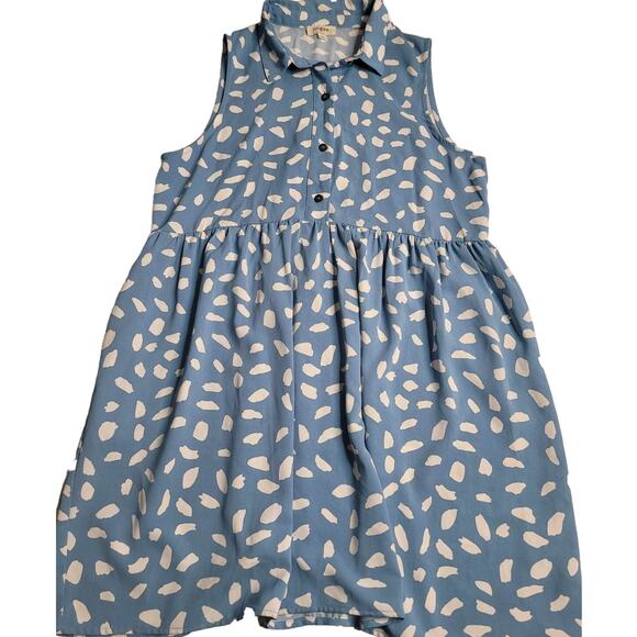 2642 Umgee‎ Blue/White Sleeveless Dress Women's Medium - Picture 1 of 7